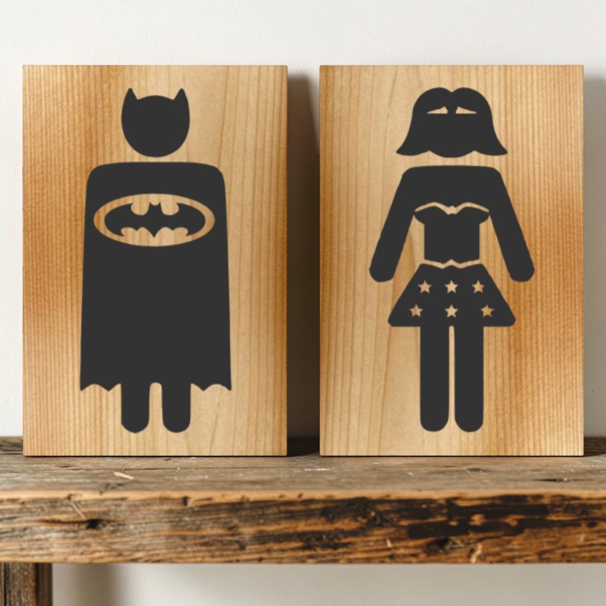 Superhero bathroom sign
Hero restroom sign
Heroine restroom sign
Hand-painted wood sign
Comic themed decor set