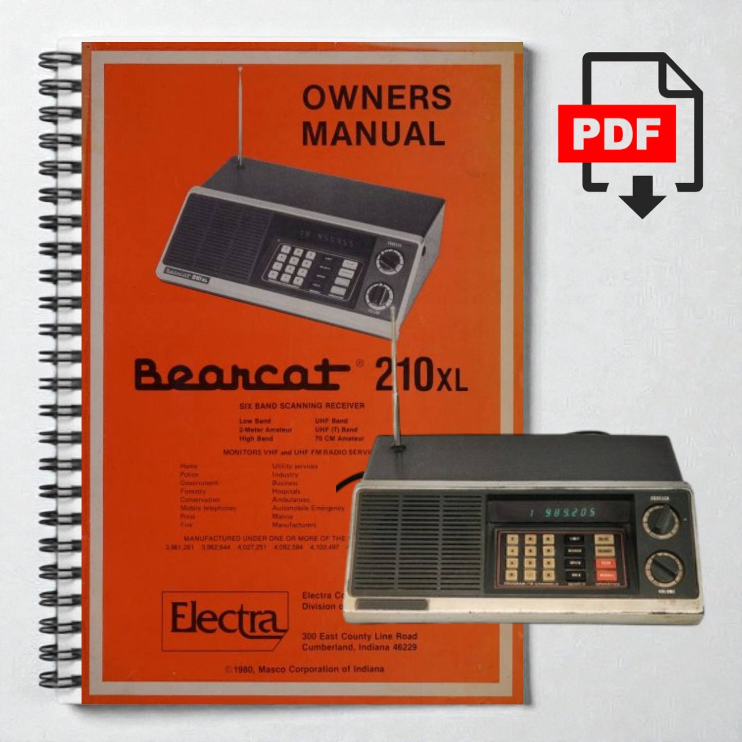 Bearcat 210XL 6-Band Scanning Receiver User Manual (Digital Download or Printed Copy)