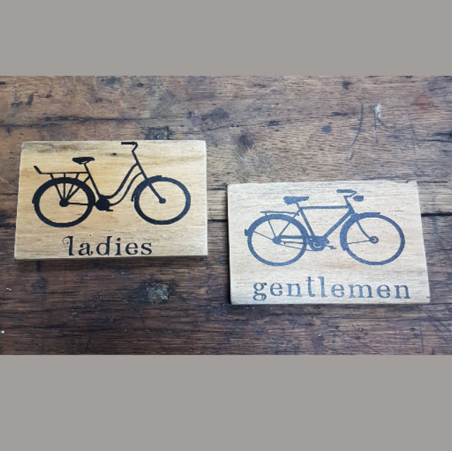 Bathroom Sign Mens And Womens Antique Bicycle Decor