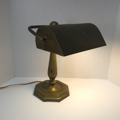 Antique Crown Bronze Banker’s Lamp| Art Deco Arts & Crafts Desk Lamp 