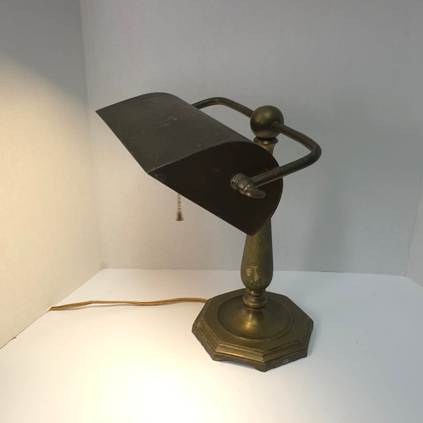 Antique Crown Bronze Banker’s Lamp| Art Deco Arts & Crafts Desk Lamp 