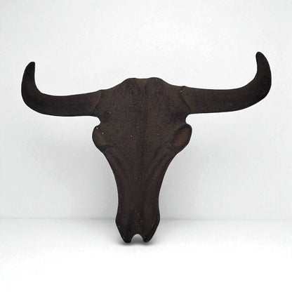 Cast Iron Bull Skull Wall Hanging Western Cowboy Decor