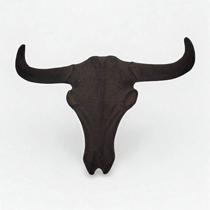 Cast Iron Bull Skull Wall Hanging Western Cowboy Decor