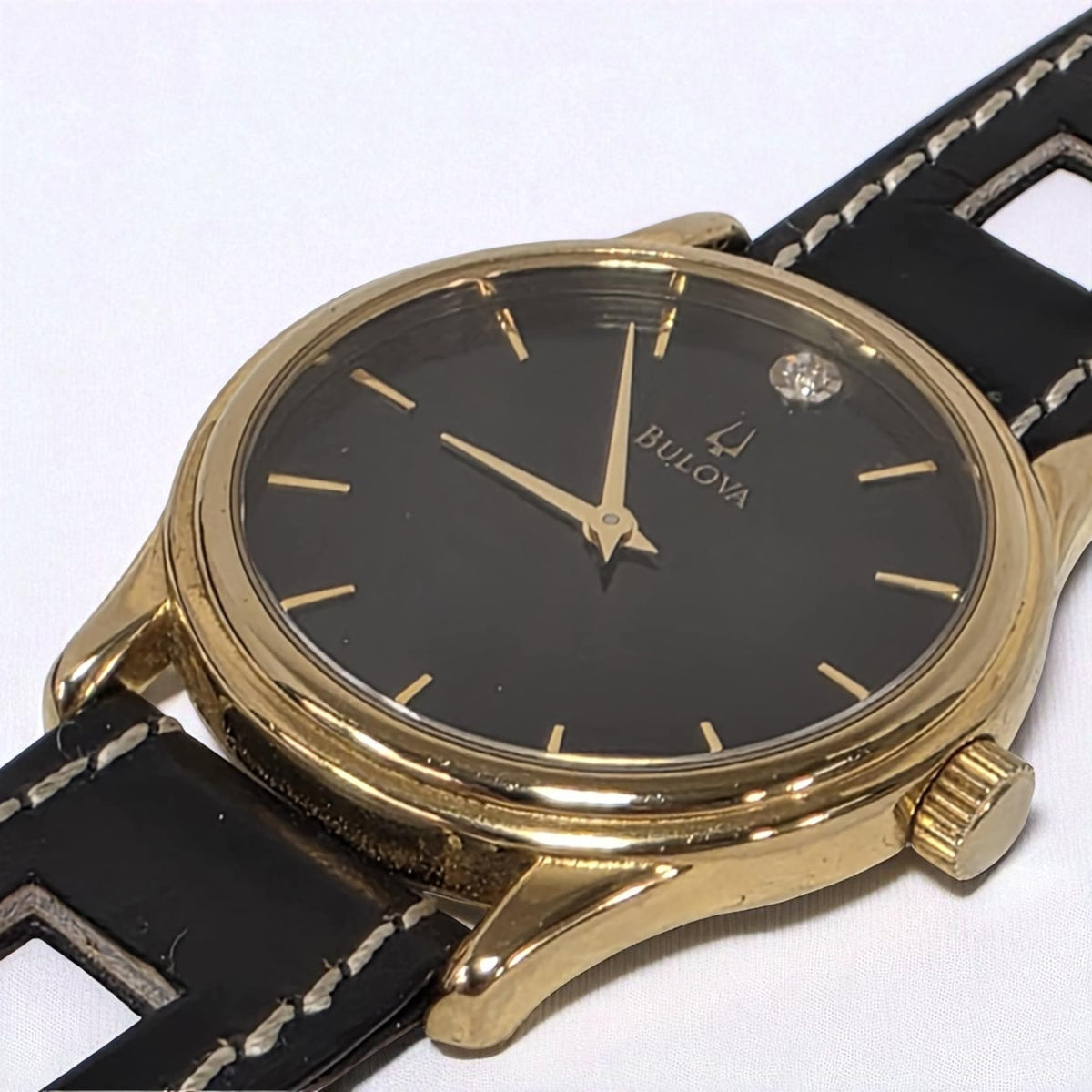 RARE Black BULOVA Watch NEW BATTERY