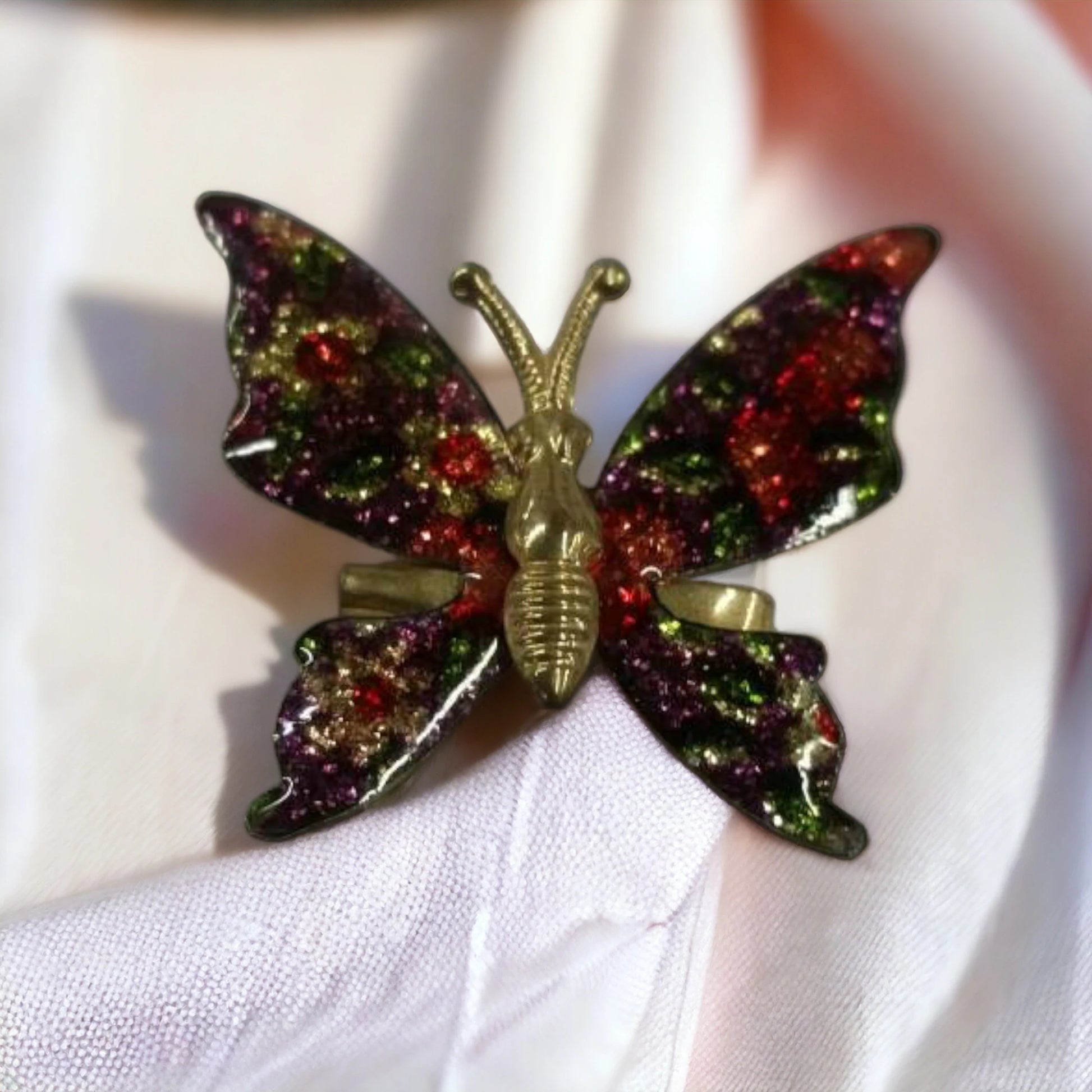 enameled butterfly brooch