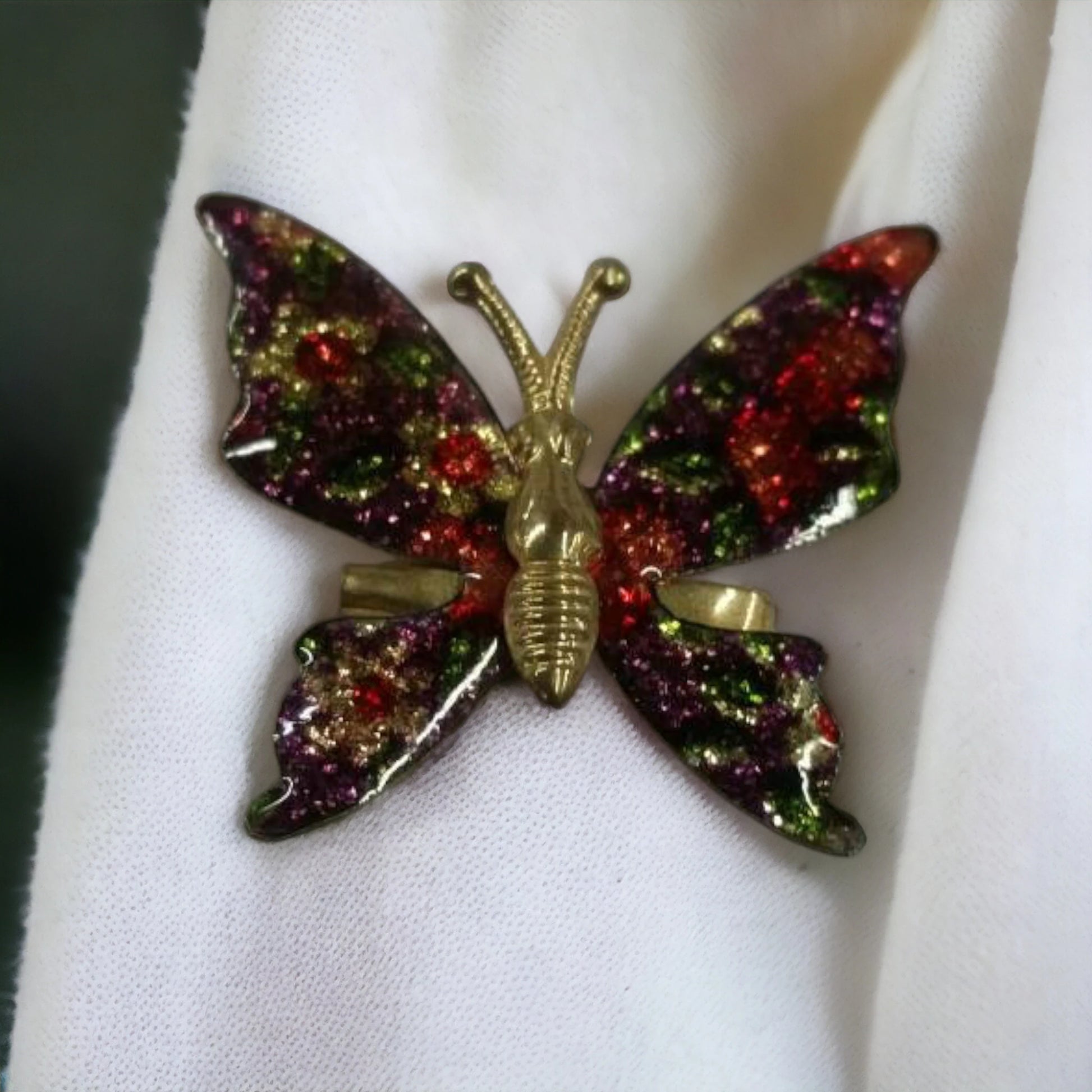 enameled butterfly brooch
