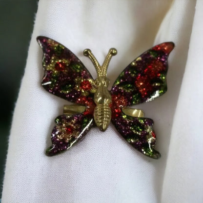 enameled butterfly brooch