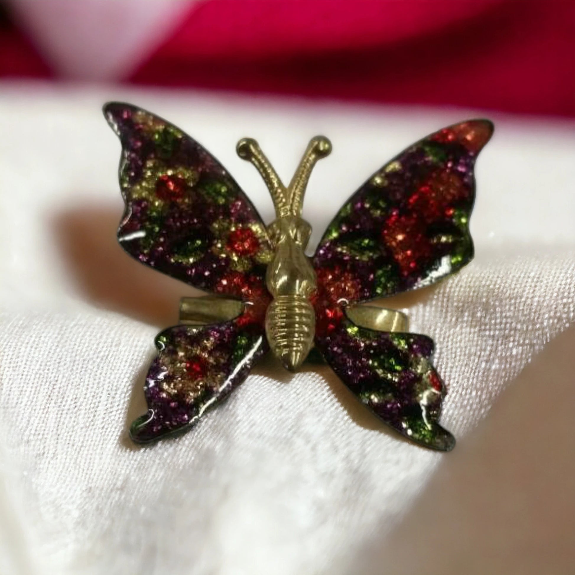 enameled butterfly brooch