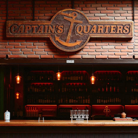 Massive Vintage Hand-Carved Captain’s Quarters Bar Sign
