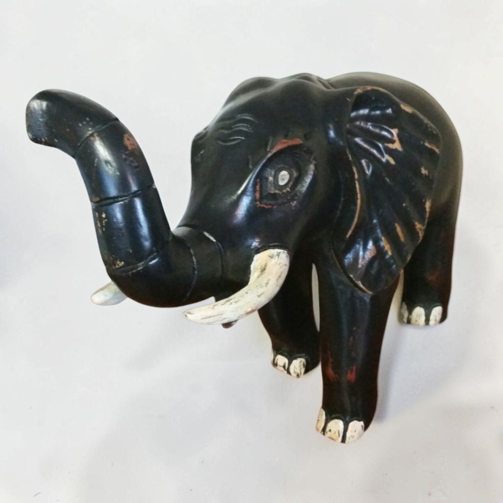 Vintage Hand Carved Wooden Elephant 