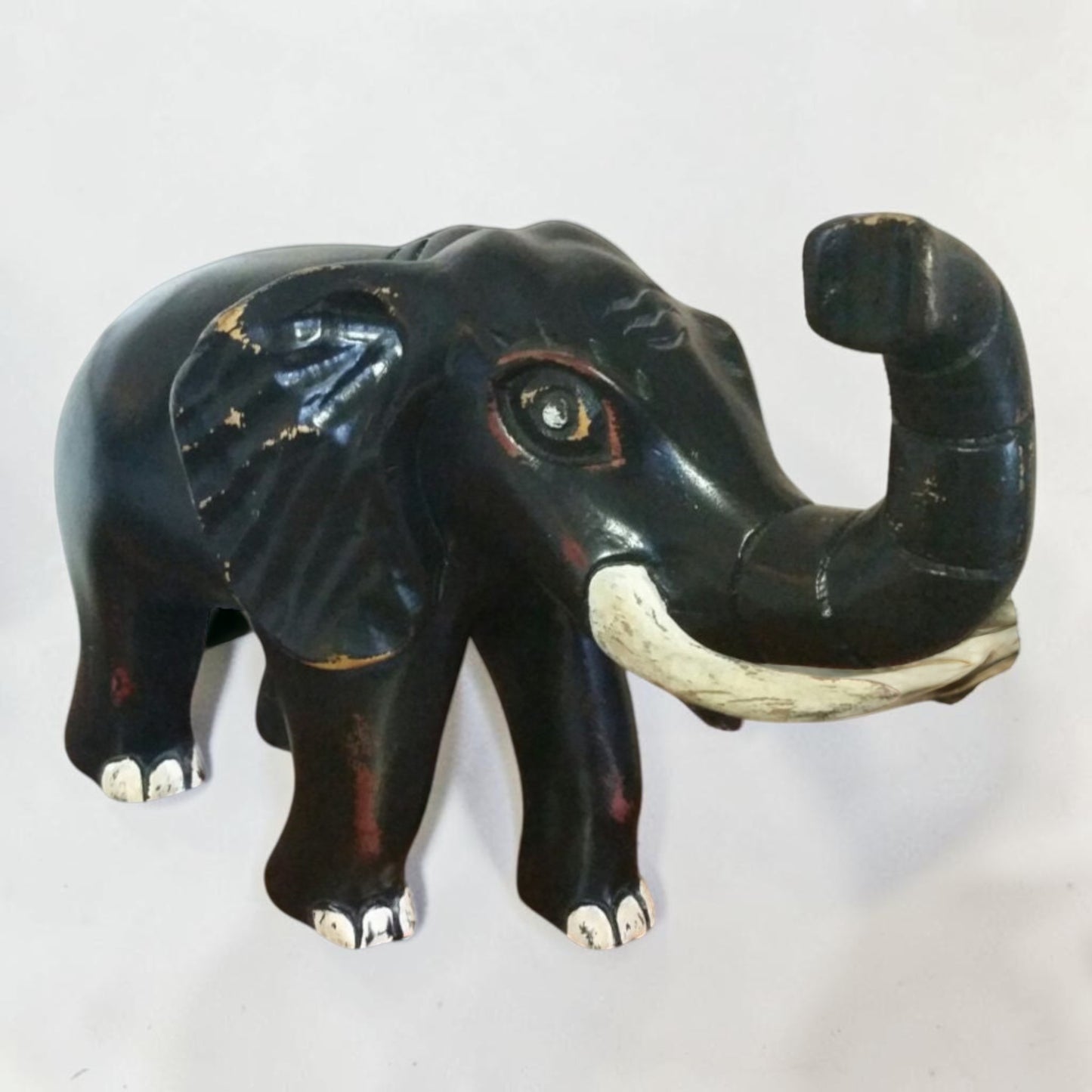 Vintage Hand Carved Wooden Elephant 