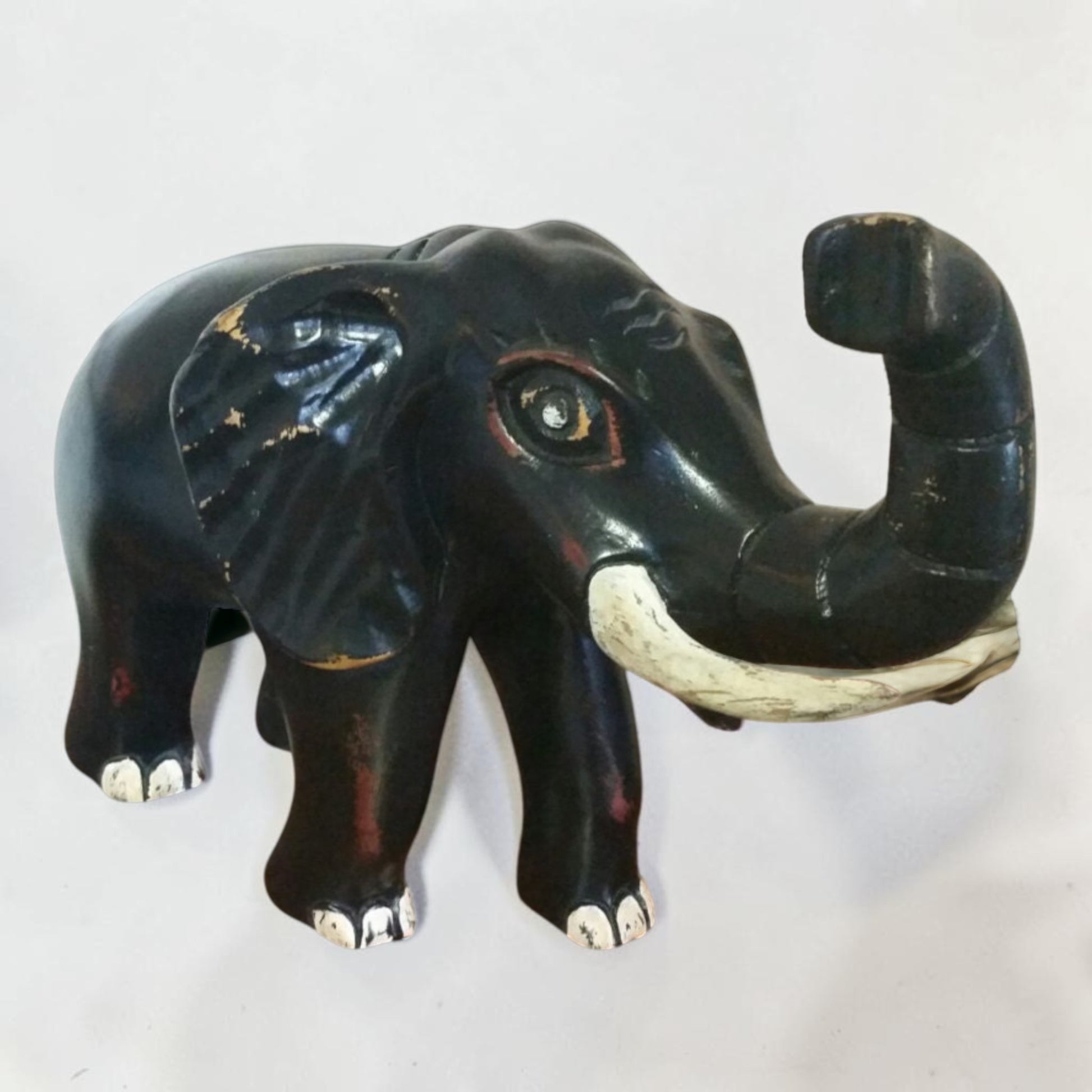 Vintage Hand Carved Wooden Elephant 
