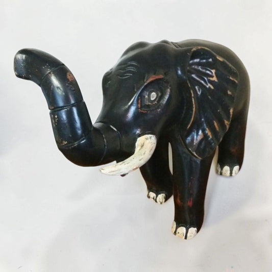 Vintage Hand Carved Wooden Elephant 