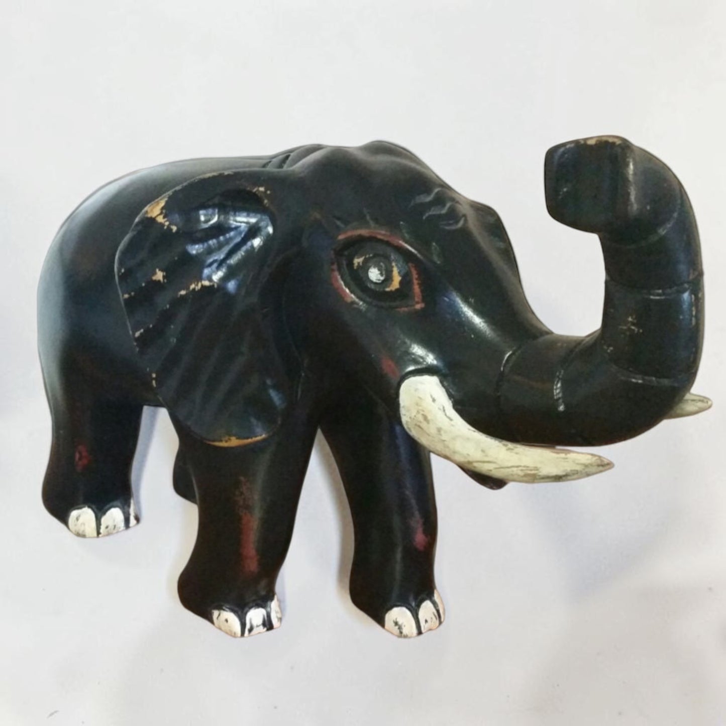 Vintage Hand Carved Wooden Elephant 