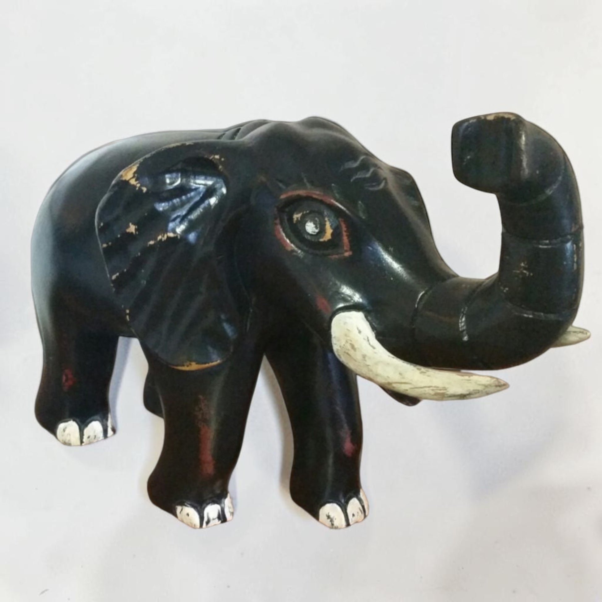 Vintage Hand Carved Wooden Elephant 