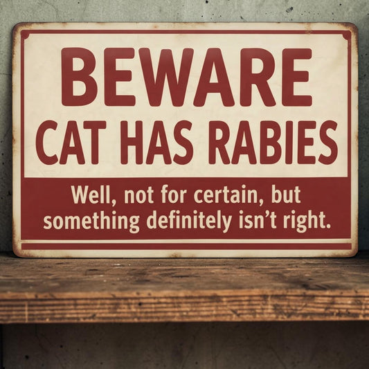 Funny cat metal sign

