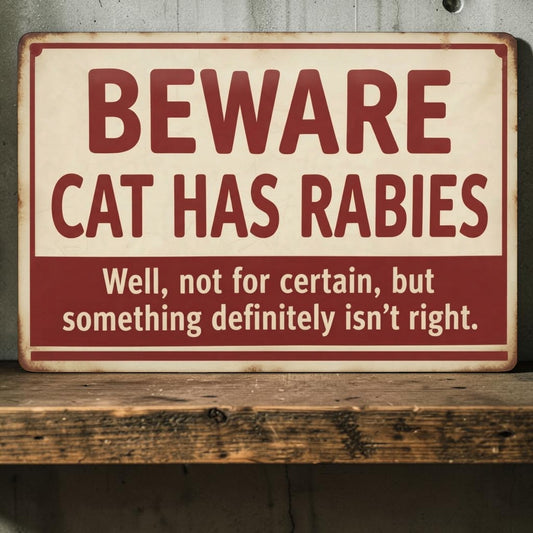 Funny cat metal sign
