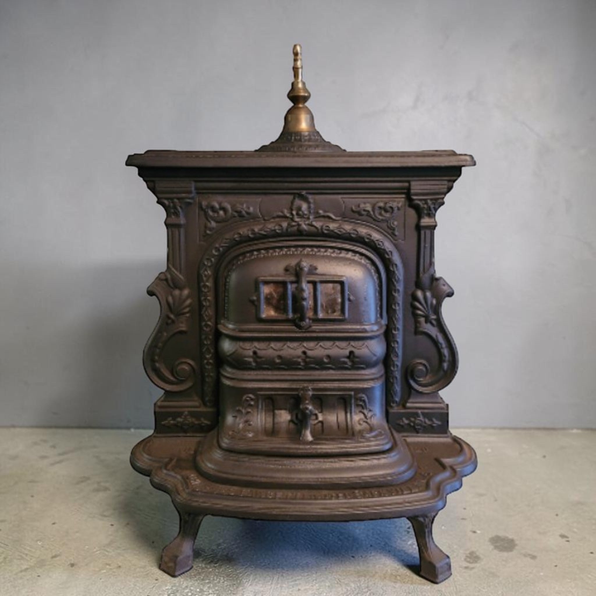 Antique Charles Fawcett parlor stove from Sackville New Brunswick