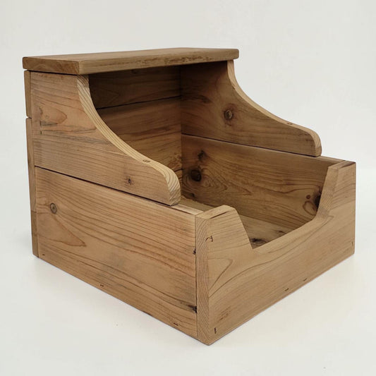 Handmade reclaimed wood storage bin with rustic farmhouse character and versatile storage options.