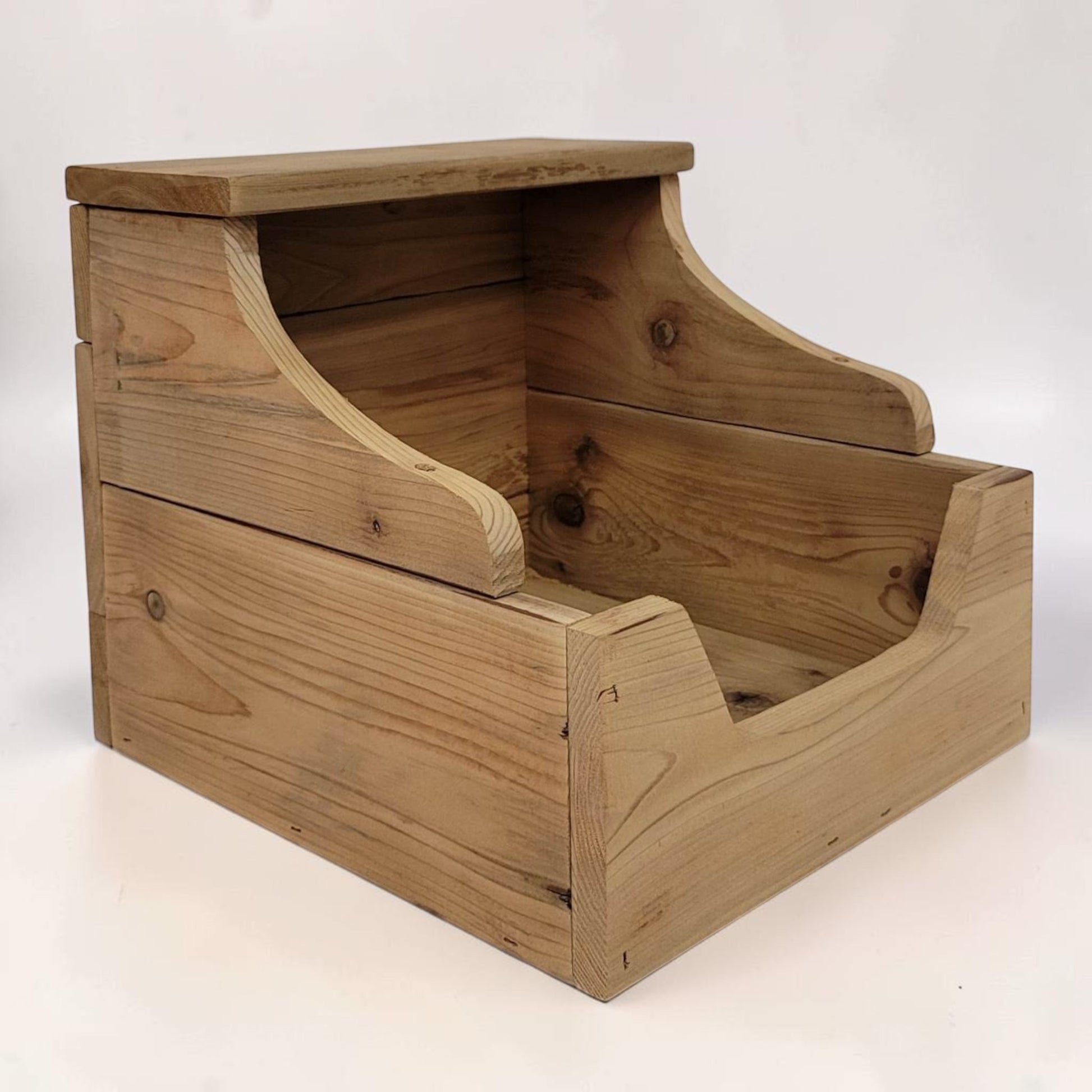 Handmade reclaimed wood storage bin with rustic farmhouse character and versatile storage options.