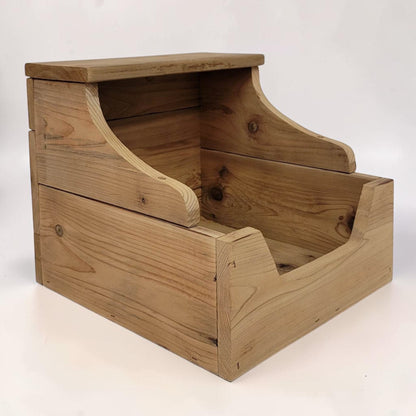 Handmade reclaimed wood storage bin with rustic farmhouse character and versatile storage options.