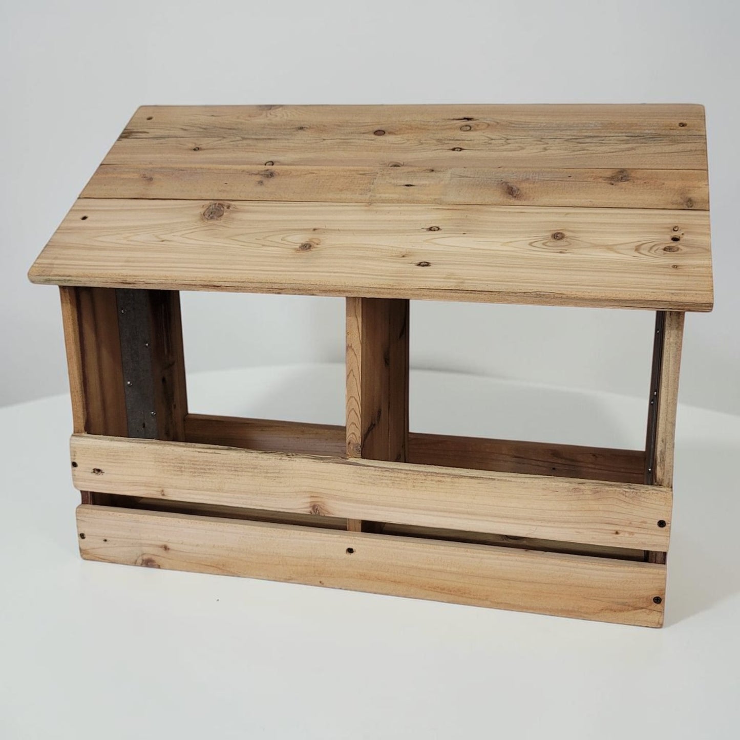 Handmade reclaimed lumber chicken nesting box designed for 8-10 backyard laying hens