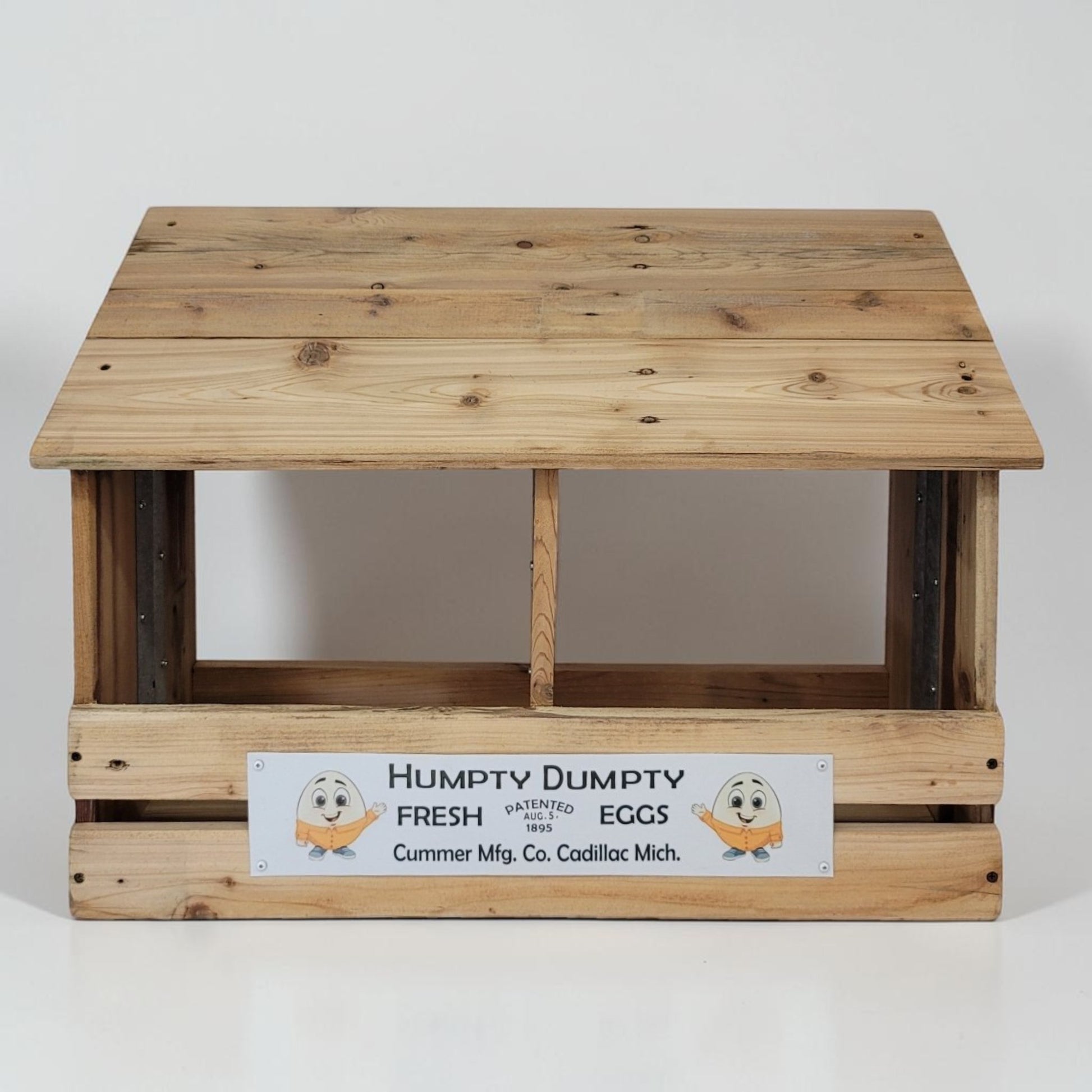 Handmade reclaimed lumber chicken nesting box designed for 8-10 backyard laying hens