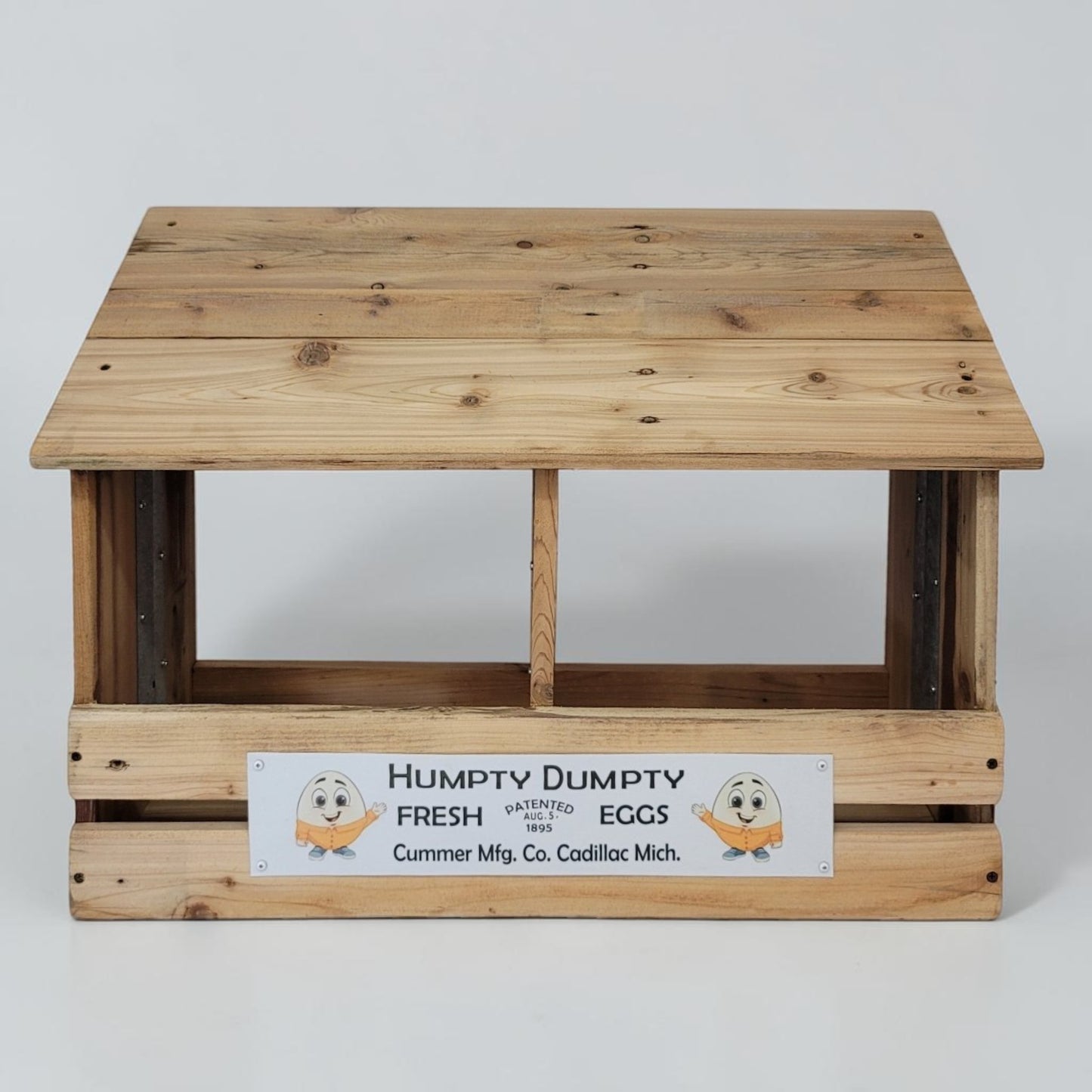 Handmade reclaimed lumber chicken nesting box designed for 8-10 backyard laying hens