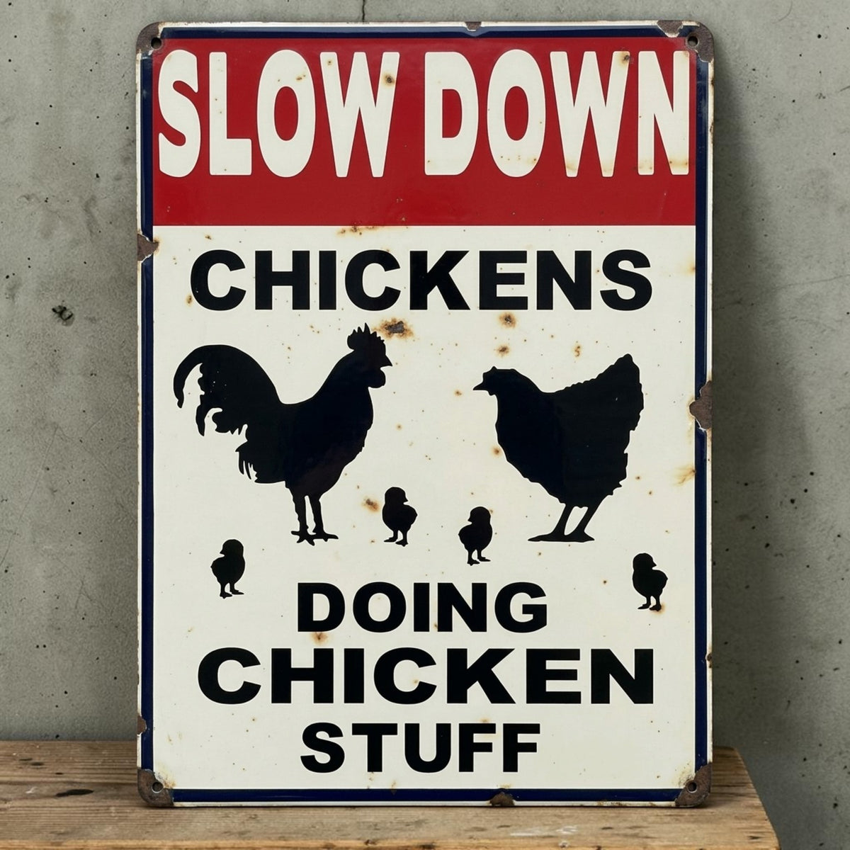 Slow down chicken coop sign