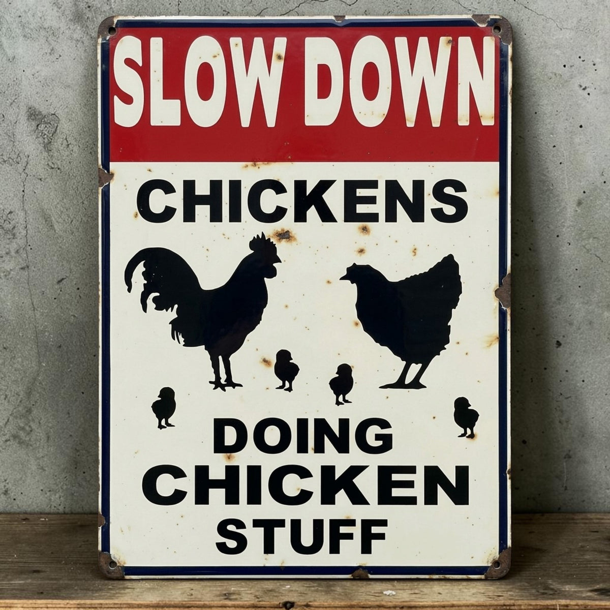 Slow down chicken coop sign