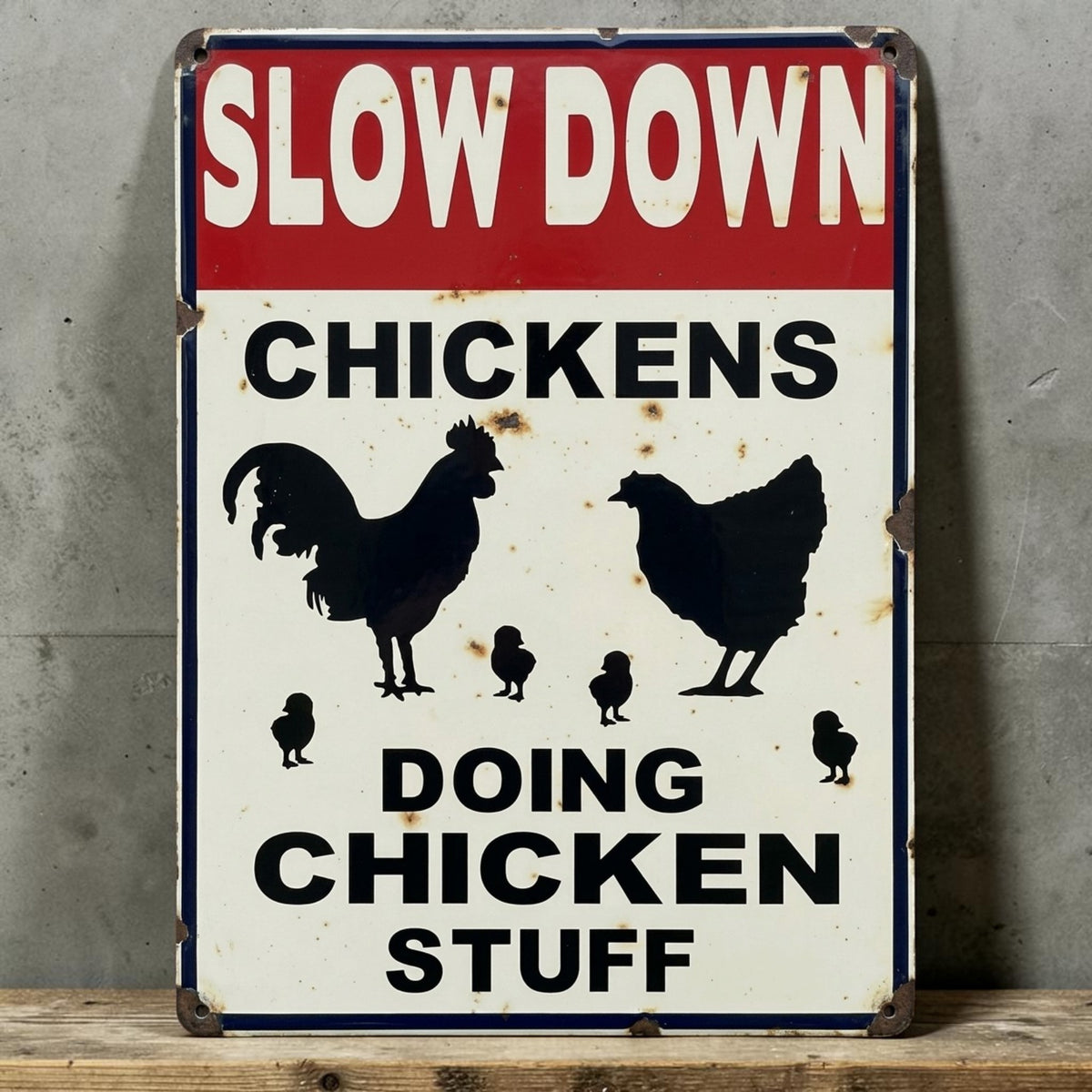Slow down chicken coop sign