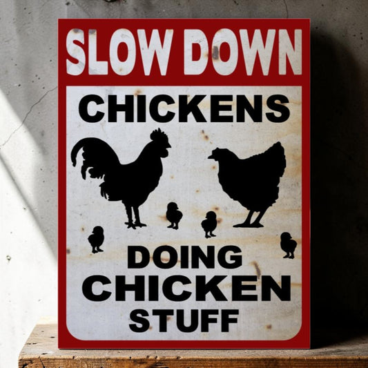 Chicken coop humor wall sign detail
Backyard flock funny farm decor sign