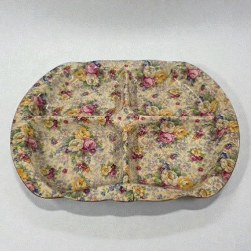 Antique Rose Time Chintz Divided Serving Tray 5
