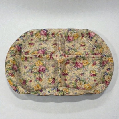 Antique Rose Time Chintz Divided Serving Tray 5