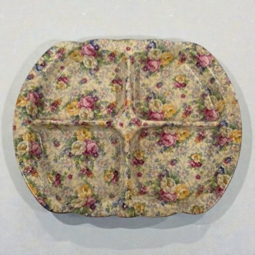 Antique Rose Time Chintz Divided Serving Tray 4