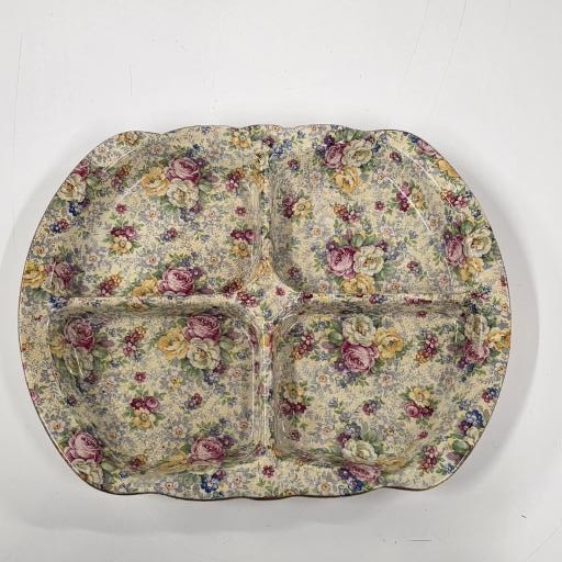 Antique Rose Time Chintz Divided Serving Tray 2