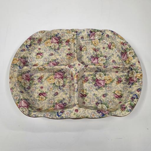 Antique Rose Time Chintz Divided Serving Tray 3