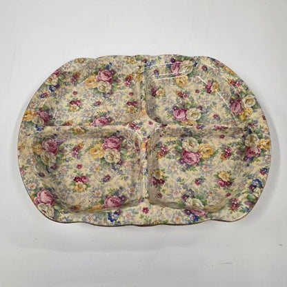 Antique Rose Time Chintz Divided Serving Tray 3