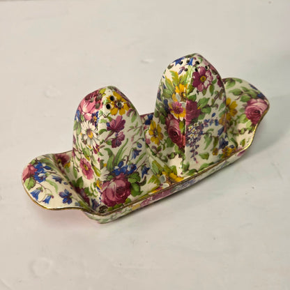 Royal Winton Grimwades Summertime chintz salt & pepper set with tray.