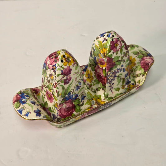 Royal Winton Grimwades Summertime chintz salt & pepper set with tray.