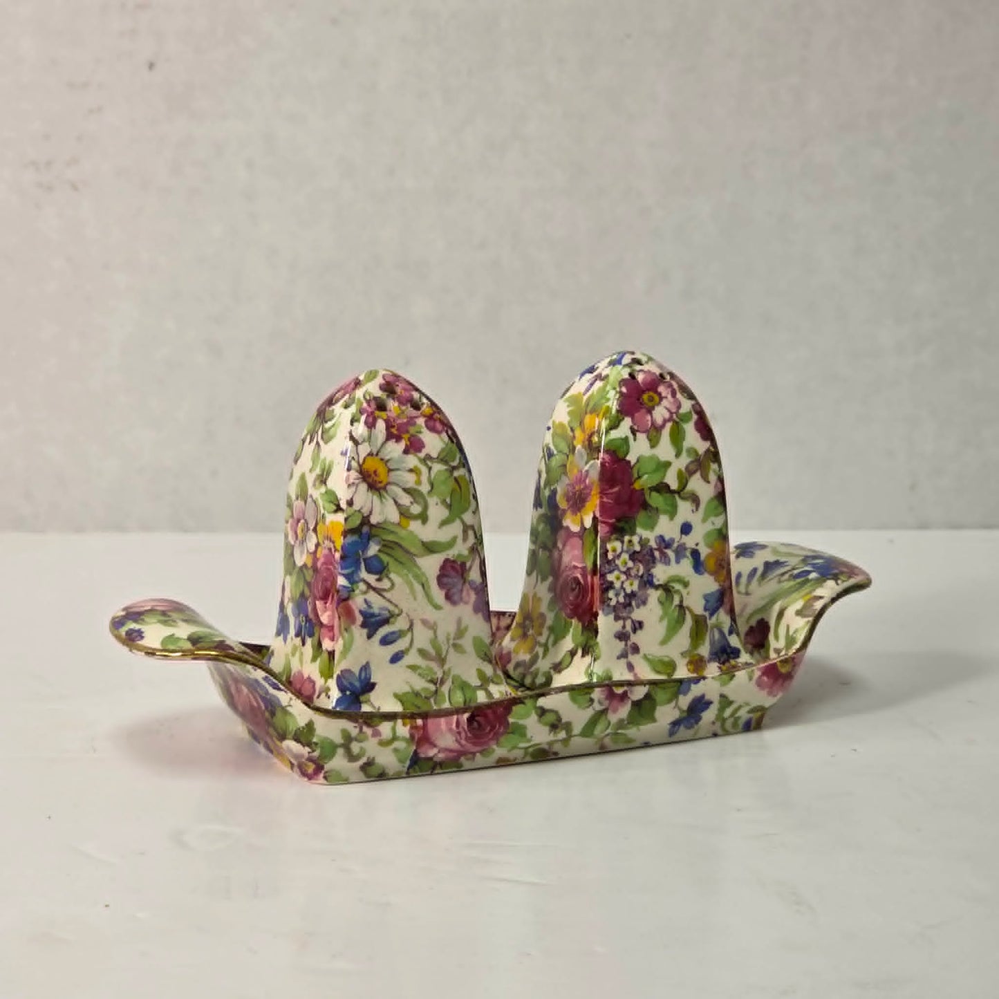 Royal Winton Grimwades Summertime chintz salt & pepper set with tray.