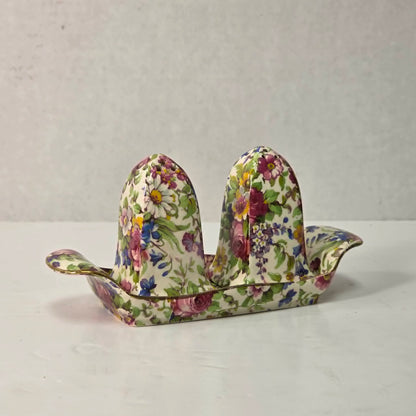 Royal Winton Grimwades Summertime chintz salt & pepper set with tray.