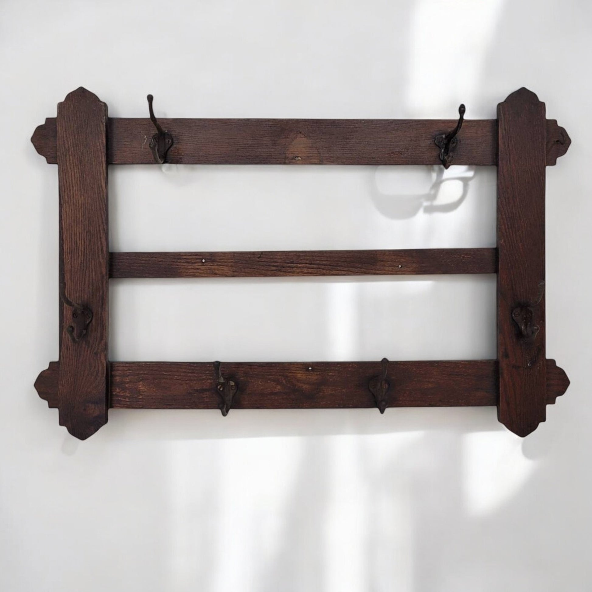 Antique 1/4 Sawn Oak Arts and Crafts Wall Hanging Coat Rack!