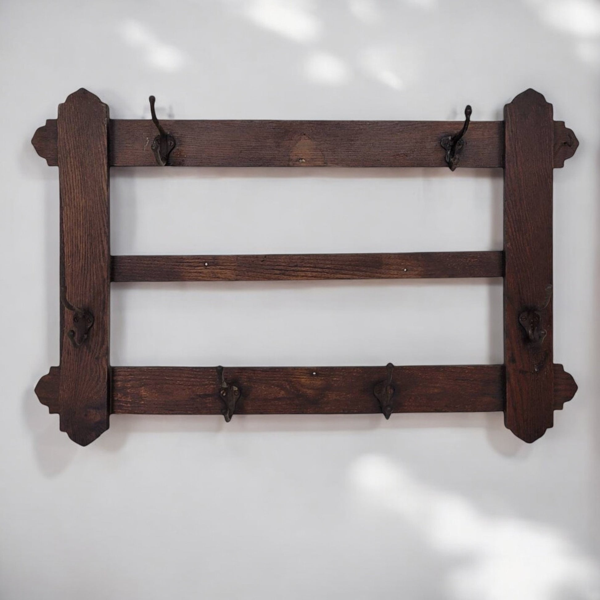 Antique 1/4 Sawn Oak Arts and Crafts Wall Hanging Coat Rack!