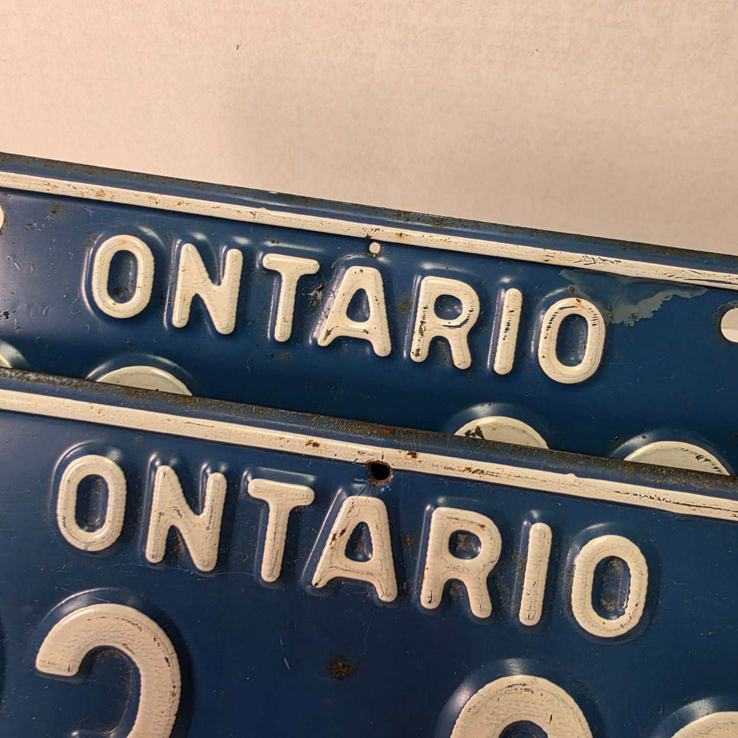 Vintage 1967 Ontario Confederation License Plates 83838 Palindrome Radar Number Set 