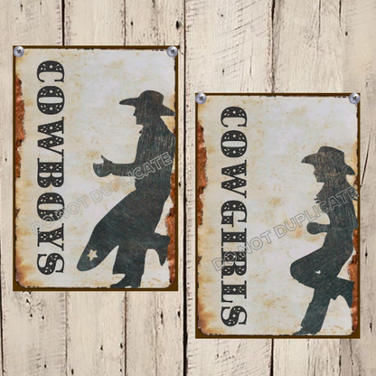 Bathroom Signs Cowboy Cowgirl Country Western Bathroom Decor