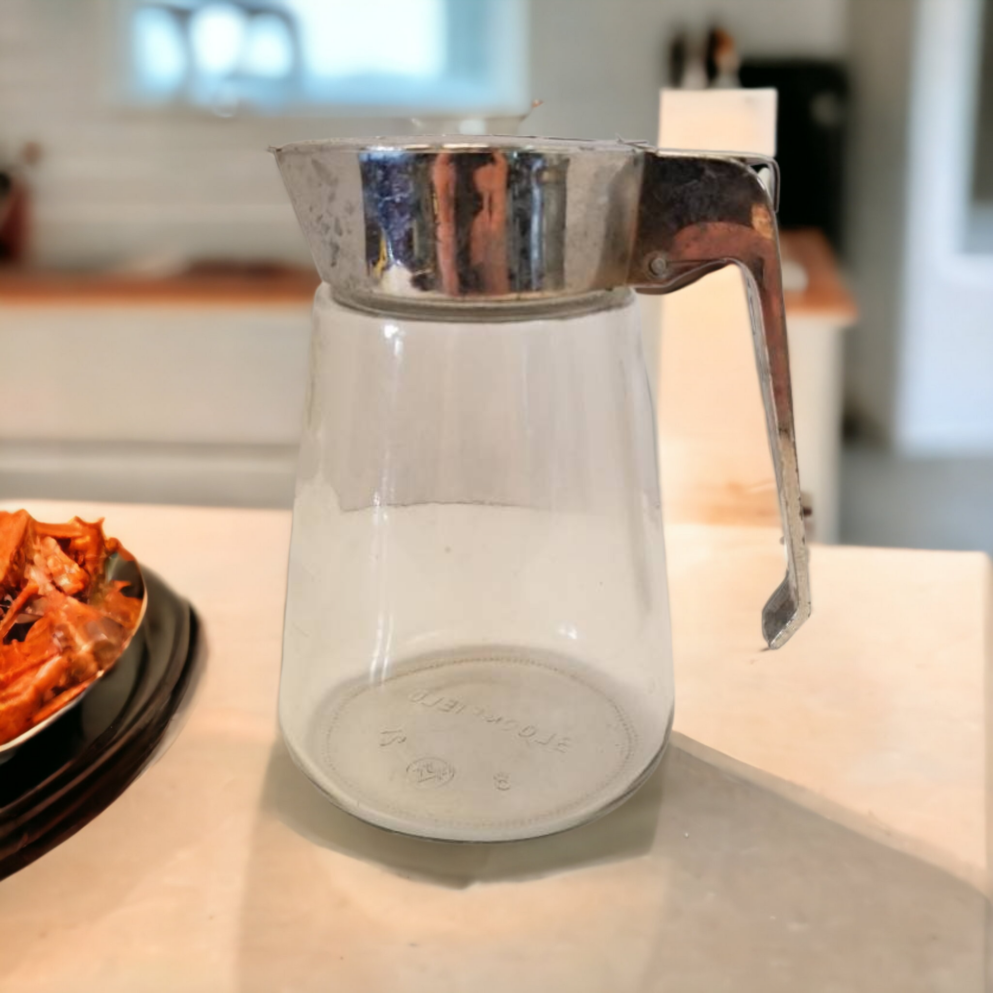 Retro Glass Pancake Syrup Pitcher MCM Kitchen Decor