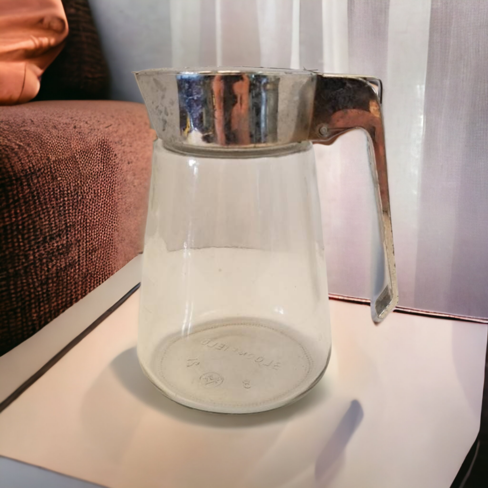 Retro Glass Pancake Syrup Pitcher MCM Kitchen Decor