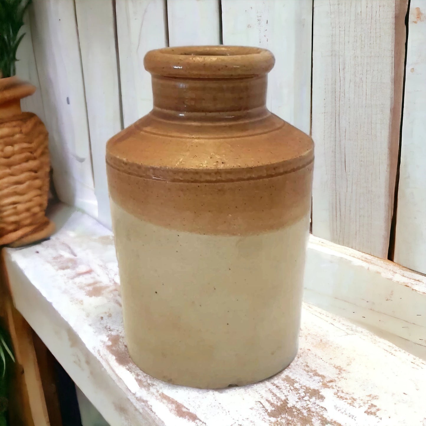 Antique Pickle Crock Stoneware Mustard Jar