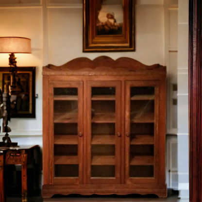 Wooden Cabinet Vintage With Glass Doors